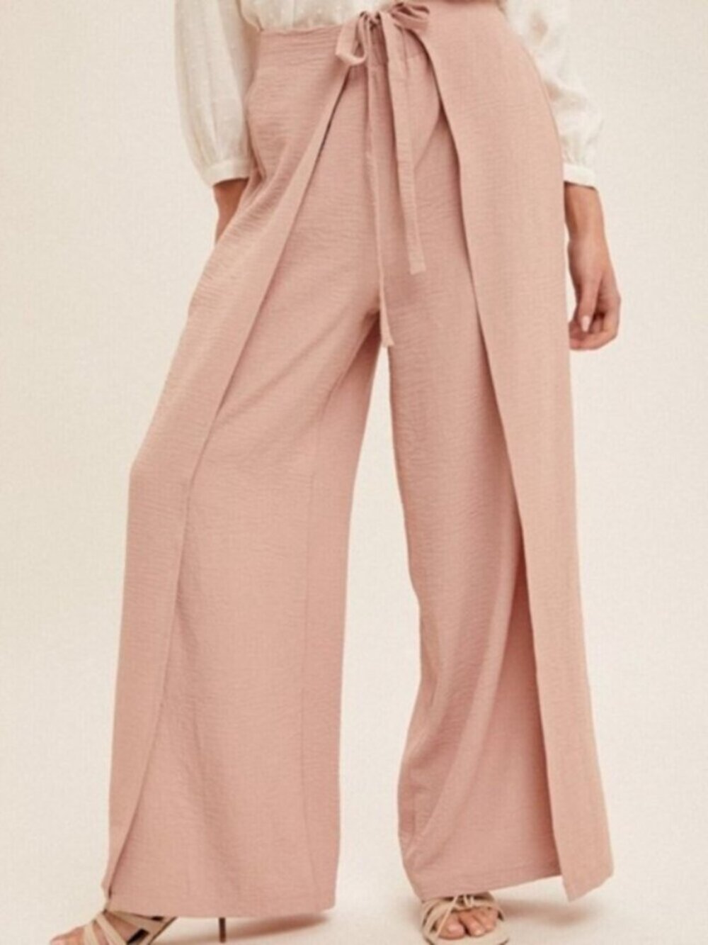 HEM & THREAD Wide Leg Pants Light Mauve NWT
